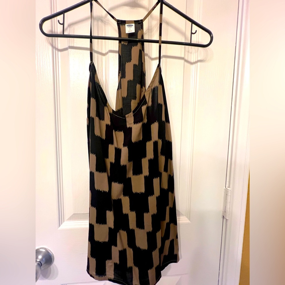 Old Navy Olive Green & Black Geometric Print Cami, Size Small